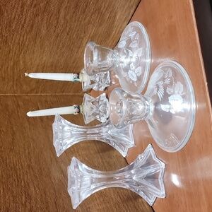 Three sets of beautiful glass candle holders